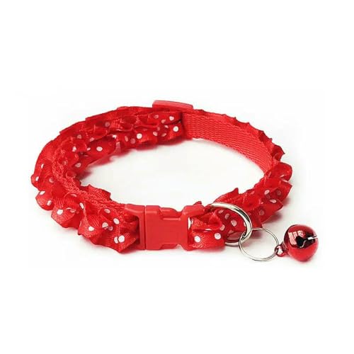 TPIONEER Süßes Haustierhalsband aus Spitze, Halskette, Hundehalsband für Katzen, mit Glöckchenanhänger, verstellbar, für kleine und mittelgroße Hunde, Welpenzubehör, Sicherheitsschnalle von TPIONEER