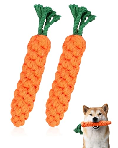 TPZORJX 2er-Pack Hundespielzeug-Set, kleines Karotten-Kauspielzeug für Hunde, interaktives gewebtes Seilspielzeug für Hunde, kleines Hundespielzeug, geeignet für kleine bis mittelgroße Welpen von TPZORJX