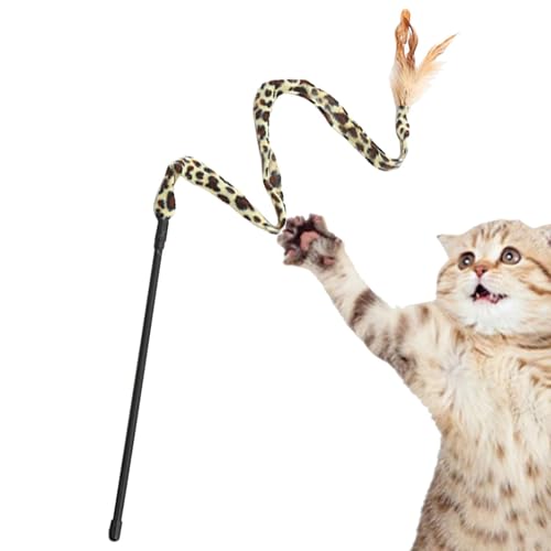 TQEBWUS Katzenfeder-Spielzeugstab, Katzenspielzeug mit Feder, Leopardenmuster, Katzenfeder-Spielzeug, Kätzchen-Spielstab, Spielzeug für Innenkatzen, Katzen, Kätzchen TQEBWUS Katzenfeder-Spielzeugstab, Katzenspielzeug mit Feder, Leopardenmuster, Katzenfeder-Spielzeug, Kätzchen-Spielstab, Spielzeug für Innenkatzen, Katzen, Kätzchen von TQEBWUS