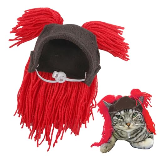 TQEBWUS Katzenkostüm Hut, Katzenkostüm Kopfbedeckung - Handgefertigte Katzenkopfbedeckung | Katzenkostüm, Katzen-Outfits, lustiger Winter-Hund, warme Mütze für Weihnachten, Haustier, Geburtstag, von TQEBWUS