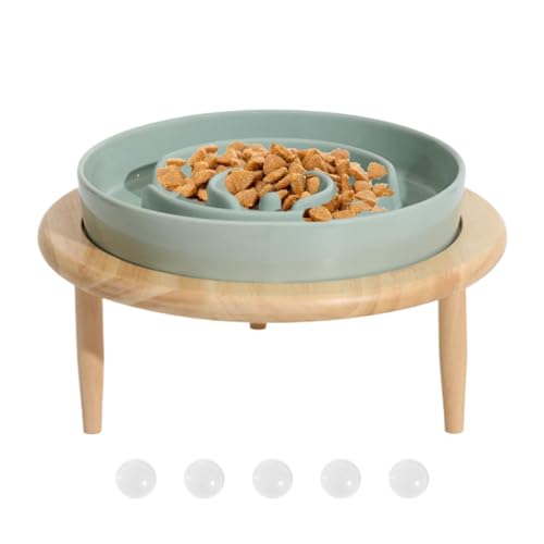 TQEBWUS Slow Feeder für Hunde, Slow Feed Hundenapf | Anti-Rutsch-Futternapf aus Keramik für Hunde mit erhöhtem Holzboden - Multifunktionaler Slow Feeder Indoor-Haustier-Entspannungsspielzeug, von TQEBWUS