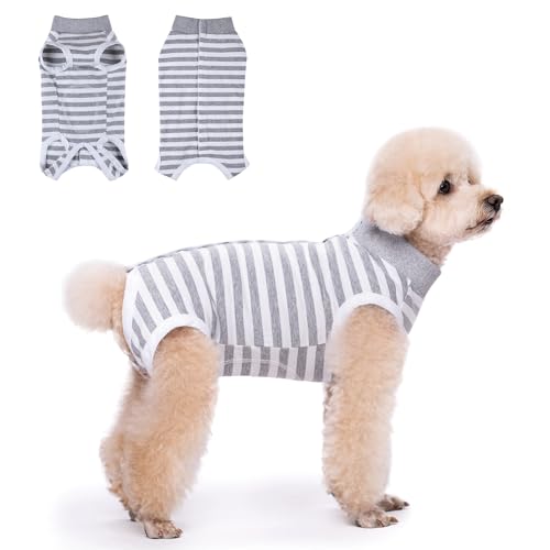 TQFlow Hundbody Nach Op, Body Hund Kastration Wundschutzanzüge Hündin Rüde, Wundschutz Professioneller Pet Recovery Suit, Operationsbody Hund Body Atmungsaktiv Hunde Einteiler (Grau,M) von TQFlow