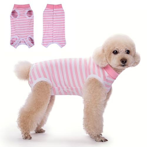 TQFlow Hundbody Nach Op, Body Hund Kastration Wundschutzanzüge Hündin Rüde, Wundschutz Professioneller Pet Recovery Suit, Operationsbody Hund Body Atmungsaktiv Hunde Einteiler (Rosa,S) von TQFlow