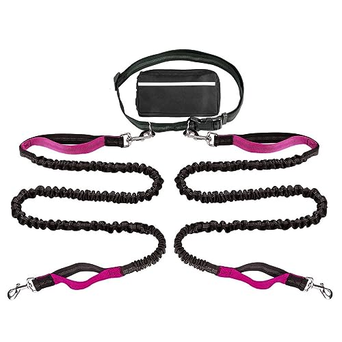 Doppelte Hundeleine,Freihändige Hundeleine Für 2 Hunde,Doppelte Hundeleine Zum Gehen & Laufen & Wandern,Freihändige Hundeleine Für 2 Kleine Hunde (Color : Rose) von TQQEPOOL