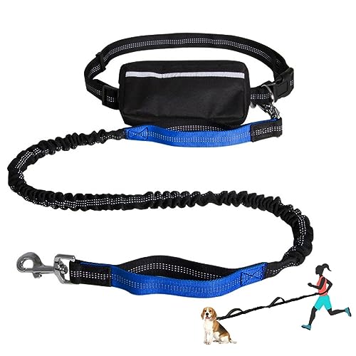 Einziehbare, Freihändige Hundeleine, Verstellbarer Gürtel Mit Gürteltasche, Reflektierende Nähte Leine Zum Laufen, Wandern, Joggen, Radfahren (Color : Color Blue) von TQQEPOOL