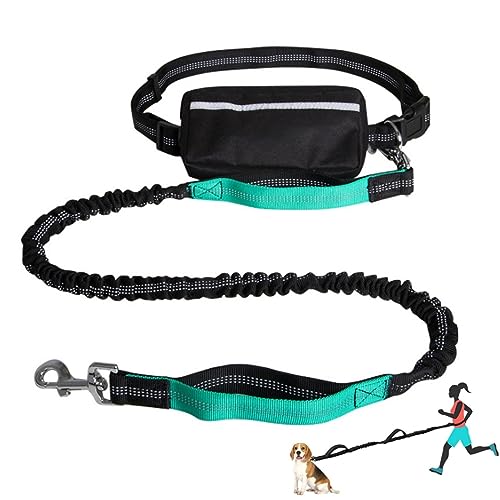 Einziehbare, Freihändige Hundeleine, Verstellbarer Gürtel Mit Gürteltasche, Reflektierende Nähte Leine Zum Laufen, Wandern, Joggen, Radfahren (Color : Lake Blue) von TQQEPOOL