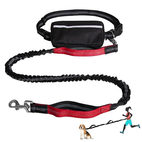 Einziehbare, Freihändige Hundeleine, Verstellbarer Gürtel Mit Gürteltasche, Reflektierende Nähte Leine Zum Laufen, Wandern, Joggen, Radfahren (Color : Red) von TQQEPOOL