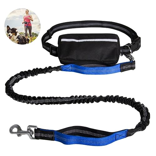Freihändige Hundeleine, Hunde-Laufleinen-Gürtel Zum Laufen, Joggen, Hunde-Gürteltasche Mit Reißverschluss, Doppelt Gepolsterte Griffe (Color : Color Blue) von TQQEPOOL