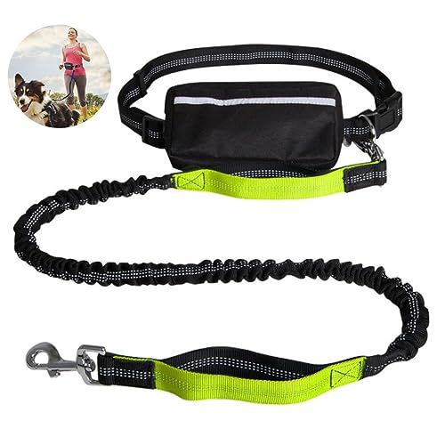 Freihändige Hundeleine, Hunde-Laufleinen-Gürtel Zum Laufen, Joggen, Hunde-Gürteltasche Mit Reißverschluss, Doppelt Gepolsterte Griffe (Color : Green) von TQQEPOOL