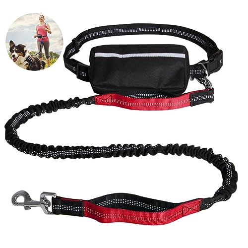 Freihändige Hundeleine, Hunde-Laufleinen-Gürtel Zum Laufen, Joggen, Hunde-Gürteltasche Mit Reißverschluss, Doppelt Gepolsterte Griffe (Color : Red) von TQQEPOOL