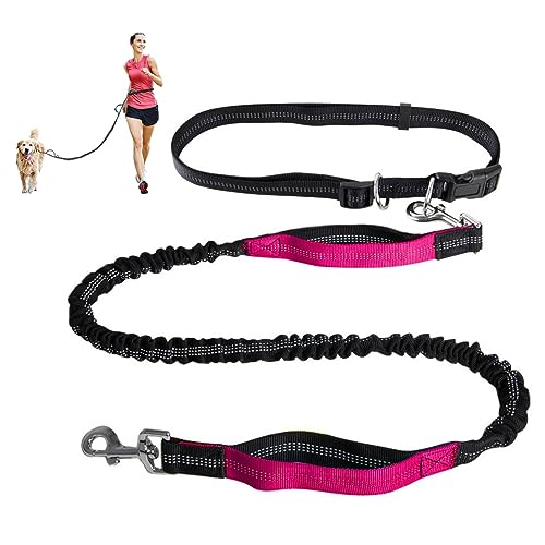 Freihändige Hundeleine, Verstellbarer Taillengurt Und Einziehbare Bungee-Leine Mit Zwei Griffen, Jogging-Hundeleine Mit Reflektierenden Ziernähten (Color : Rose) von TQQEPOOL