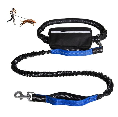 Freihändige Hundeleine,Gürtel Zum Gassi Gehen Für Mittlere Und Große Hunde,Verstellbarer Gürtel Mit Tasche,Reflektierende Nähte Zum Laufen,Walken Und Joggen (Color : Color Blue) von TQQEPOOL