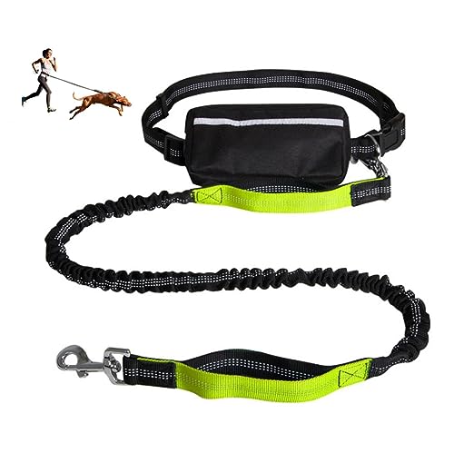 Freihändige Hundeleine,Gürtel Zum Gassi Gehen Für Mittlere Und Große Hunde,Verstellbarer Gürtel Mit Tasche,Reflektierende Nähte Zum Laufen,Walken Und Joggen (Color : Green) von TQQEPOOL