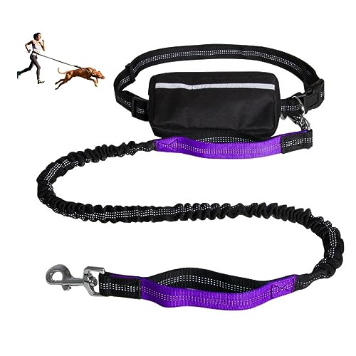 Freihändige Hundeleine,Gürtel Zum Gassi Gehen Für Mittlere Und Große Hunde,Verstellbarer Gürtel Mit Tasche,Reflektierende Nähte Zum Laufen,Walken Und Joggen (Color : Purple) von TQQEPOOL