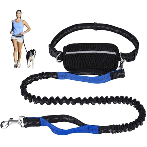 Freihändige Hundeleine,Hundelaufleinengürtel for Spazierengehen Und Joggen,Gürteltasche Mit Reißverschluss An Der Hüfte for Kleine,Mittelgroße Und Große Hunde(Color:Blue) von TQQEPOOL