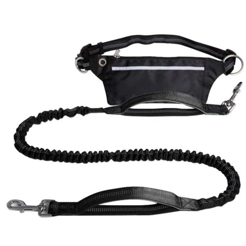 Freihändige Hundeleine,Robuste Hundeleinen Mit Reißverschlusstasche Und Stark Reflektierenden Fäden for Spazierengehen,Joggen Und Laufen Mit Ihrem Hund(Color:Black) von TQQEPOOL