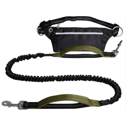 Freihändige Hundeleine,Robuste Hundeleinen Mit Reißverschlusstasche Und Stark Reflektierenden Fäden for Spazierengehen,Joggen Und Laufen Mit Ihrem Hund(Color:Dark Green) von TQQEPOOL