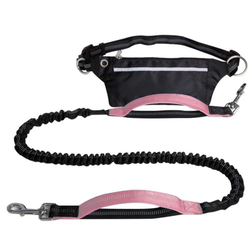 Freihändige Hundeleine,Robuste Hundeleinen Mit Reißverschlusstasche Und Stark Reflektierenden Fäden for Spazierengehen,Joggen Und Laufen Mit Ihrem Hund(Color:Pink) von TQQEPOOL