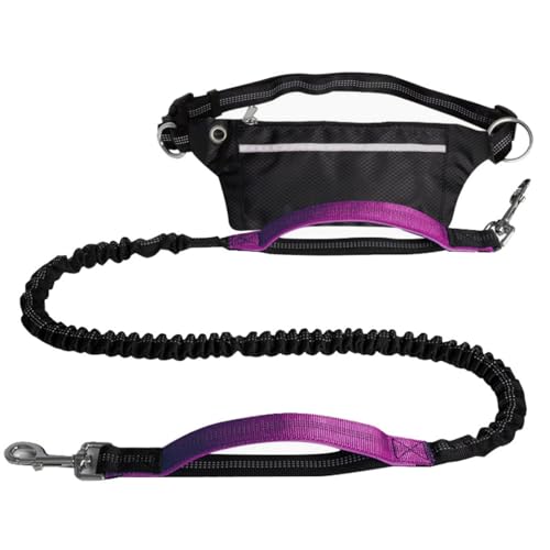 Freihändige Hundeleine,Robuste Hundeleinen Mit Reißverschlusstasche Und Stark Reflektierenden Fäden for Spazierengehen,Joggen Und Laufen Mit Ihrem Hund(Color:Purple) von TQQEPOOL