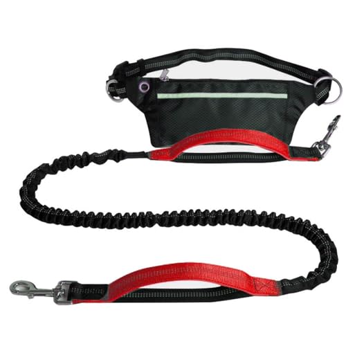 Freihändige Hundeleine,Robuste Hundeleinen Mit Reißverschlusstasche Und Stark Reflektierenden Fäden for Spazierengehen,Joggen Und Laufen Mit Ihrem Hund(Color:Red) von TQQEPOOL