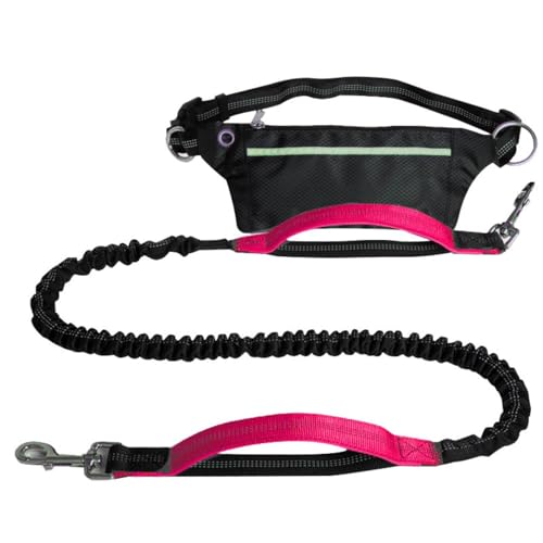 Freihändige Hundeleine,Robuste Hundeleinen Mit Reißverschlusstasche Und Stark Reflektierenden Fäden for Spazierengehen,Joggen Und Laufen Mit Ihrem Hund(Color:Rose Red) von TQQEPOOL
