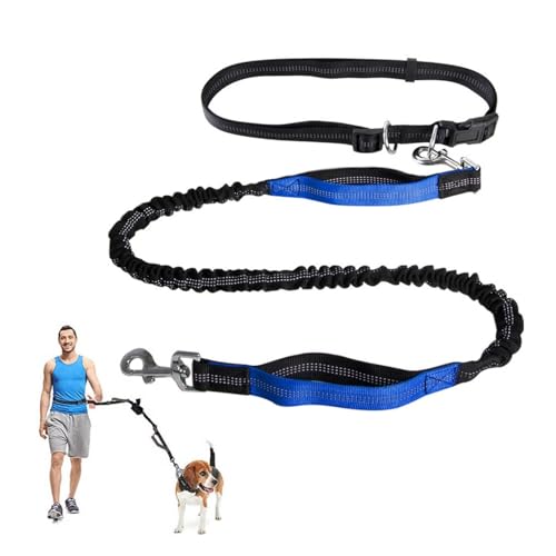 Freihändige Hundeleine,Verstellbarer Lauf-Hüftgurt for Hunde,Leine Mit Reflektierenden Nähten Und Zwei Gepolsterten Griffen for Laufen,Gehen Und Joggen(Color:Blue) von TQQEPOOL
