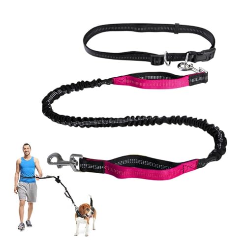 Freihändige Hundeleine,Verstellbarer Lauf-Hüftgurt for Hunde,Leine Mit Reflektierenden Nähten Und Zwei Gepolsterten Griffen for Laufen,Gehen Und Joggen(Color:Rose Red) von TQQEPOOL