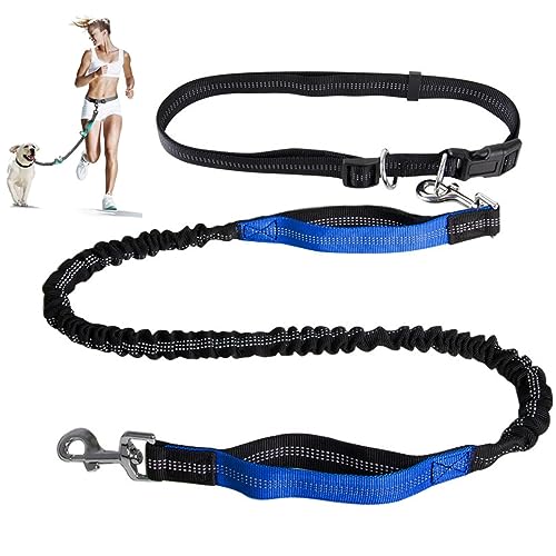 Freihändige Hundeleine,Verstellbarer Taillengurt Und Aufrollbare Bungee-Leine Mit Zwei Griffen,Jogging-Hundeleine Mit Reflektierenden Nähten (Color : Blue) von TQQEPOOL