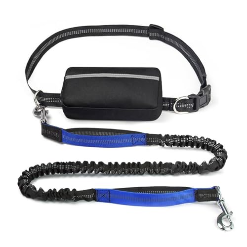 Freihändige Hundeleine Mit Reißverschlusstasche,Bungee-Hüftleine Mit Zwei Griffen for Spazierengehen,Joggen Und Laufen Mit Ihrem Hund(Color:Blue) von TQQEPOOL