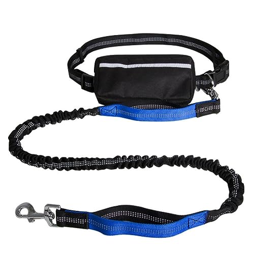 Freihändige Hundeleine Mit Reißverschlusstasche Zum Spazierengehen,Joggen,Verstellbare Hundeleinen-Gürteltasche Mit Zwei Gepolsterten Griffen (Color : Color Blue) von TQQEPOOL