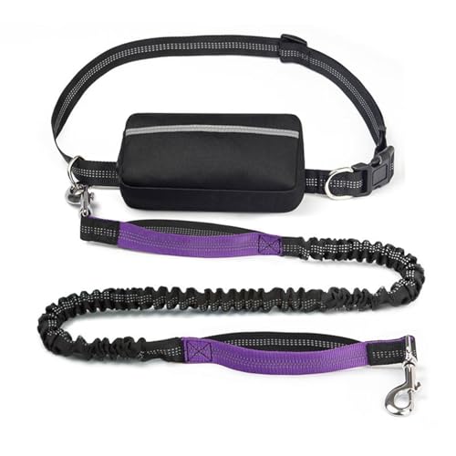 Reflektierende Freihändige Trainingsleine for Hunde,Bungee-Hüftleine Mit Zwei Griffen Und Reißverschlusstasche for Spazierengehen,Joggen Und Laufen(Color:Purple) von TQQEPOOL