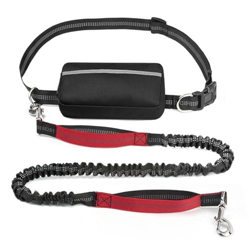 Reflektierende Freihändige Trainingsleine for Hunde,Bungee-Hüftleine Mit Zwei Griffen Und Reißverschlusstasche for Spazierengehen,Joggen Und Laufen(Color:Red) von TQQEPOOL
