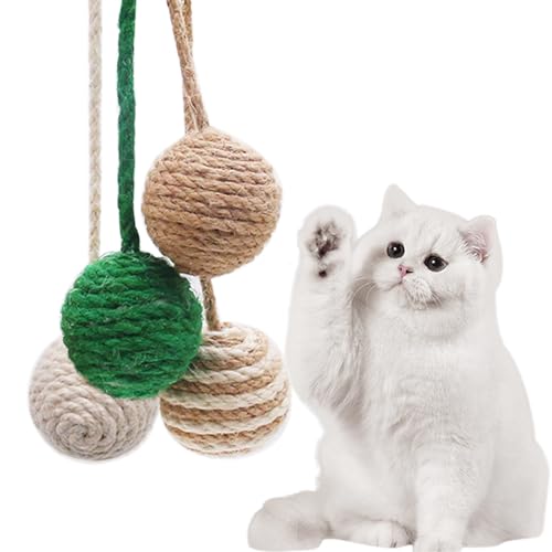 TRADERPLUS Sisalbälle für Katzen, 4 Stück, interaktives Sisalspielzeug, Katzenspielzeug Spielzeug, Katzen Sachen von TRADERPLUS