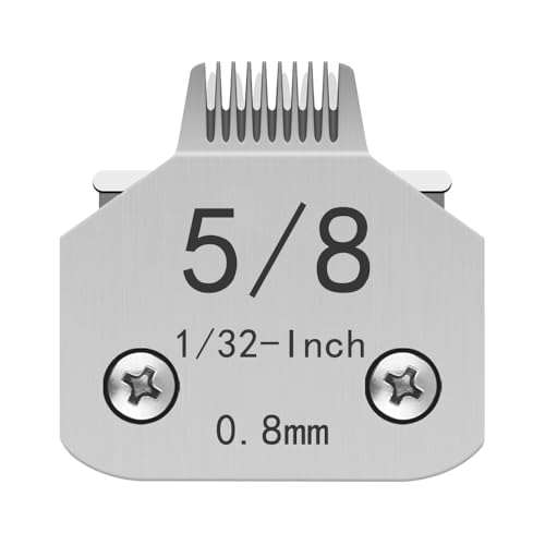 TRAH 5/8-Klingen, Ersatzklingen für Hundepflege, kompatibel mit Andis-Hunde-Schermaschinen, den meisten A5, KM-Serie, abnehmbare Edelstahlklinge, Größe 5/8, 0,8 mm Schnittlänge (0,8 mm), Silber von TRAH