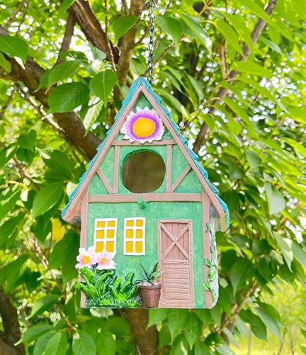 Vogelhäuser für draußen und draußen, hängendes Vogelhaus aus Kunstharz für Blauvögel, Kolibri, Spatz, Zaunkönigfinken, Küken, Geschenke für Vogelliebhaber, Gartendekorationen von TRASUN
