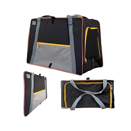 Travel Cat Faltbare Katzentragetasche, zusammenklappbar, für kleine, mittelgroße Kätzchen und Katzen bis zu 9 kg, leichte, schlanke, weiche Seiten, "The Pack N' Paw", kompakte Reisetasche (26,77 x von TRAVEL CAT