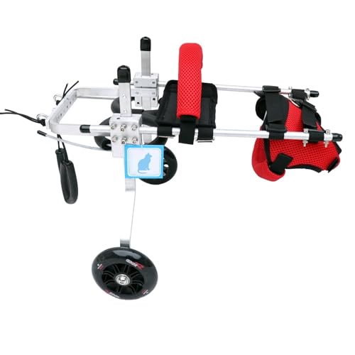 Hunderollstuhl Katzenrollstuhl mit Hinterbeinen und 2 Hinterrädern, Einfach zu Montierender Kätzchen-Rehabilitationswagen mit Geringem Gewicht, Transportwagen für Verletzte Hunde ( Size : Size M ) von TREGOO