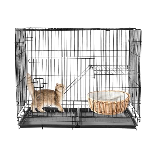 Katzenkäfig, 2-stöckig Katzengehege, DIY-Katzenlaufstall mit Tablett, zusammenklappbarer Eisen, Haustierhaus für 1–2 Katzen, Schwarz 70 x 50 x 58 cm Katzenkäfig, 2-stöckig Katzengehege, DIY-Katzenlaufstall mit Tablett, zusammenklappbarer Eisen, Haustierhaus für 1–2 Katzen, Schwarz 70 x 50 x 58 cm von TRIEBAN