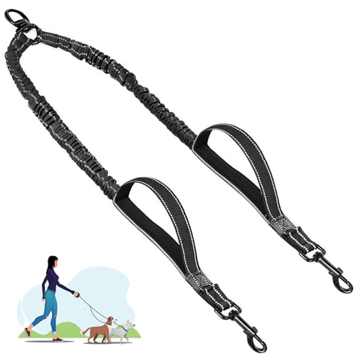 Doppelte Hundeleine für Spaziergänge mit dem Hund, Anti-Verheddern, reflektierendes elastisches Split-No-Lash, 360° Drehung, zwei gepolsterte Griffe und Kotbeutel Doppelte Hundeleine für Spaziergänge mit dem Hund, Anti-Verheddern, reflektierendes elastisches Split-No-Lash, 360° Drehung, zwei gepolsterte Griffe und Kotbeutel von TRIGRAND