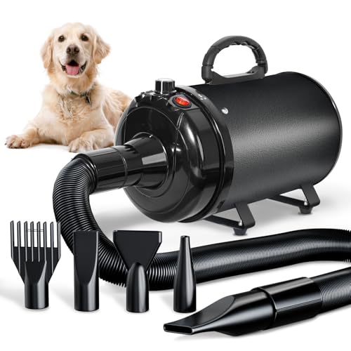 TRIGRAND Hundefön Blower Sehr Leise 3000W Einstellbare Geschwindigkeit, Hundepflege-Trockner-Gebläse mit 4 verschiedenen Düsen elastischem Schlauch TRIGRAND Hundefön Blower Sehr Leise 3000W Einstellbare Geschwindigkeit, Hundepflege-Trockner-Gebläse mit 4 verschiedenen Düsen elastischem Schlauch von TRIGRAND