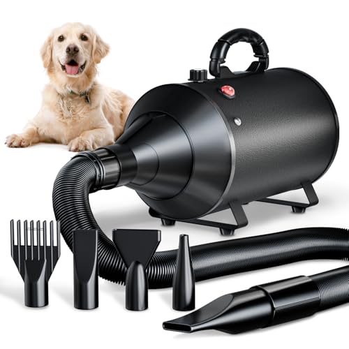TRIGRAND Hundefön Blower Sehr Leise 3000W Einstellbare Geschwindigkeit, Hundepflege-Trockner-Gebläse mit 4 verschiedenen Düsen elastischem Schlauch TRIGRAND Hundefön Blower Sehr Leise 3000W Einstellbare Geschwindigkeit, Hundepflege-Trockner-Gebläse mit 4 verschiedenen Düsen elastischem Schlauch von TRIGRAND