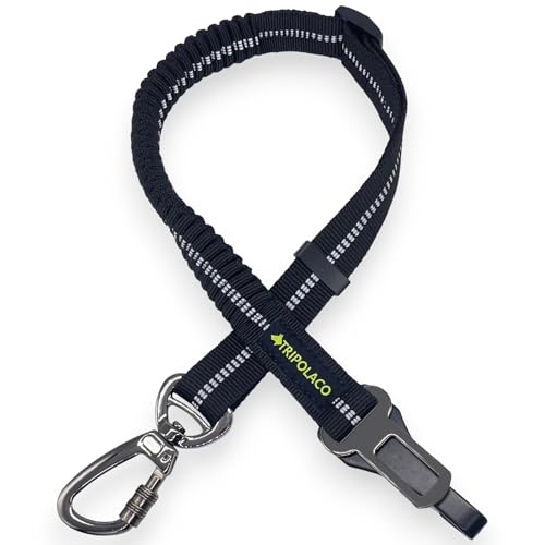 TRIPOLACO Hunde-Sicherheitsgurt für Auto, 3-in-1 verstellbarer Hundesicherheitsgurt mit Karabiner, Riegel und Schnalle, strapazierfähiges Hundegeschirr mit Bungee-Puffer, Haustier-Sicherheitsfessel von TRIPOLACO