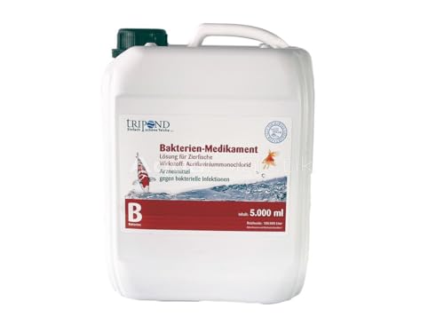 TRIPOND Bakterien-Medikament, Heilmittel gegen bakterielle Infektionen, für Gartenteichzierfische, 5000 ml, für 100.000 l Teichwasser TRIPOND Bakterien-Medikament, Heilmittel gegen bakterielle Infektionen, für Gartenteichzierfische, 5000 ml, für 100.000 l Teichwasser von TRIPOND
