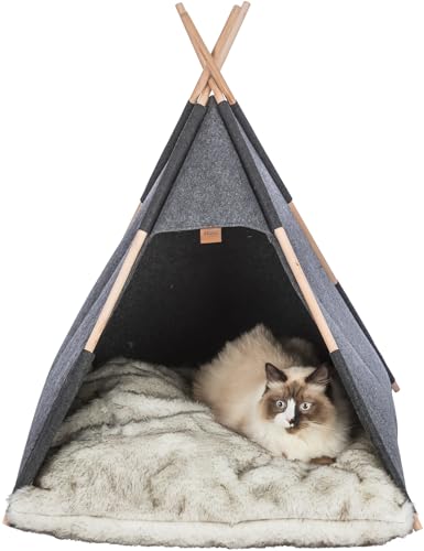 TRIXIE modernes und kuscheliges Tipi für Hunde und Katzen, Höhle aus Filz mit rutschfestem Boden - 36278, Anthrazit TRIXIE modernes und kuscheliges Tipi für Hunde und Katzen, Höhle aus Filz mit rutschfestem Boden - 36278, Anthrazit von TRIXIE