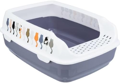 TRIXIE Katzentoilette Delio mit Rand - Grau/Weiß mit Motivdruck TRIXIE Katzentoilette Delio mit Rand - Grau/Weiß mit Motivdruck von TRIXIE