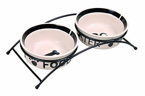 Napf-Set, Keramik/Metall, 2 × 0,25 l/ø 13 cm/27 × 7 × 14 cm, weiß/schwarz Napf-Set, Keramik/Metall, 2 × 0,25 l/ø 13 cm/27 × 7 × 14 cm, weiß/schwarz von TRIXIE
