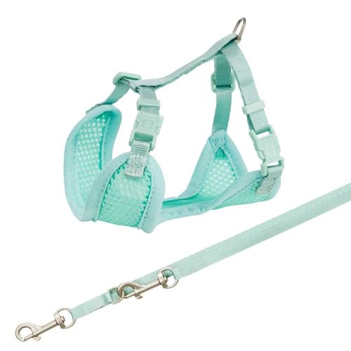 TRIXIE Junior Welpen-Softgeschirr mit Leine, S–M: 26–34 cm, 2,00 m, Mint, 15565, Gurte stufenlos verstellbar, aus Mesh-Material, Leine 3-fach verstellbar von TRIXIE