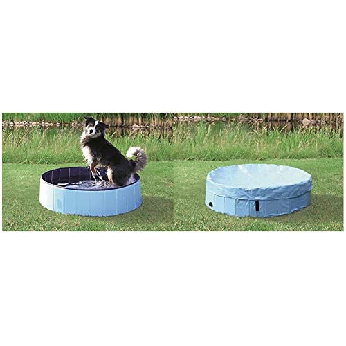 Trixie 39481 Hundepool, ø 80 × 20 cm, hellblau/blau + Abdeckung für Hundepool # 39481, ø 80 cm, hellblau von TRIXIE