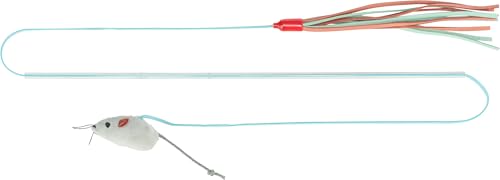 TRIXIE Spielangel mit 2 Spielzeugen - flexible Spielstab-Position durch bewegliches Band - Katzenminze regt zum Spielen an - Plüsch/Fleece/Kunststoff - 40 cm - 45746 von TRIXIE