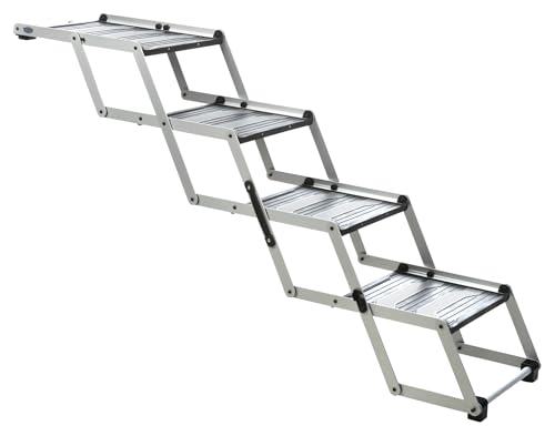 TRIXIE Haustiertreppe, zusammenklappbar, 4 Stufen, leicht, Aluminium, tragbare Treppe, Haustiertreppe von TRIXIE